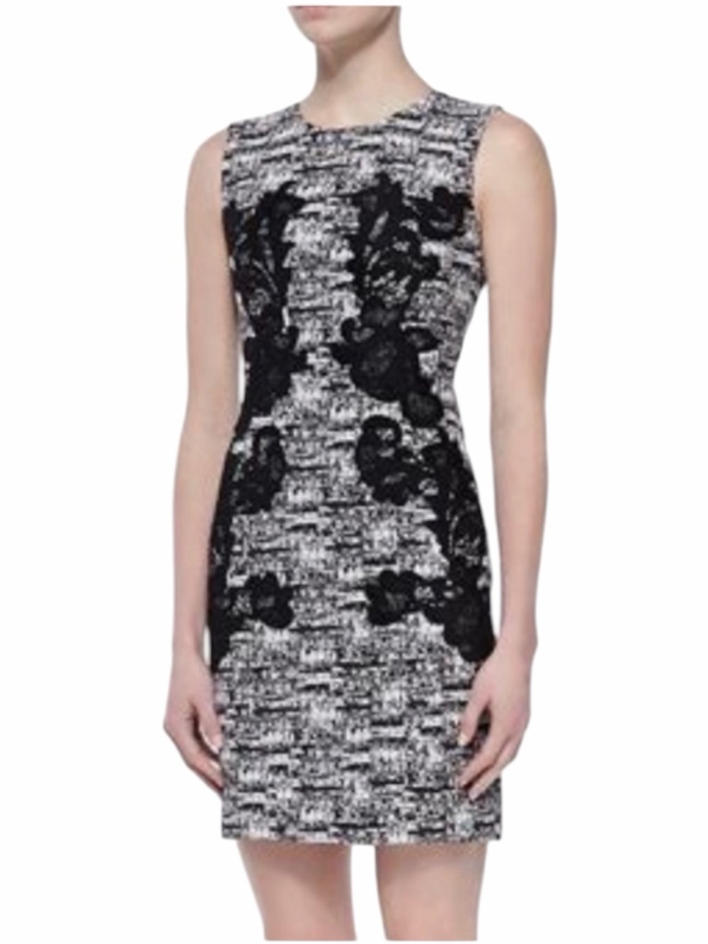 Diane Von Furstenberg Pentra Laced Jacquard Black White Mini Sheath Dress 6